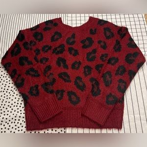 PINK Victoria Secret Merlot Leopard Print Pullover Sweater Size S